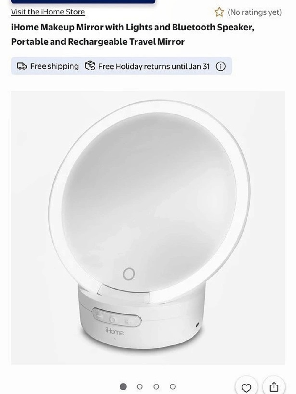 iHome Makeup Mirror with Lights and Bluetooth Speaker iCVBT9 Makeup Mirror with